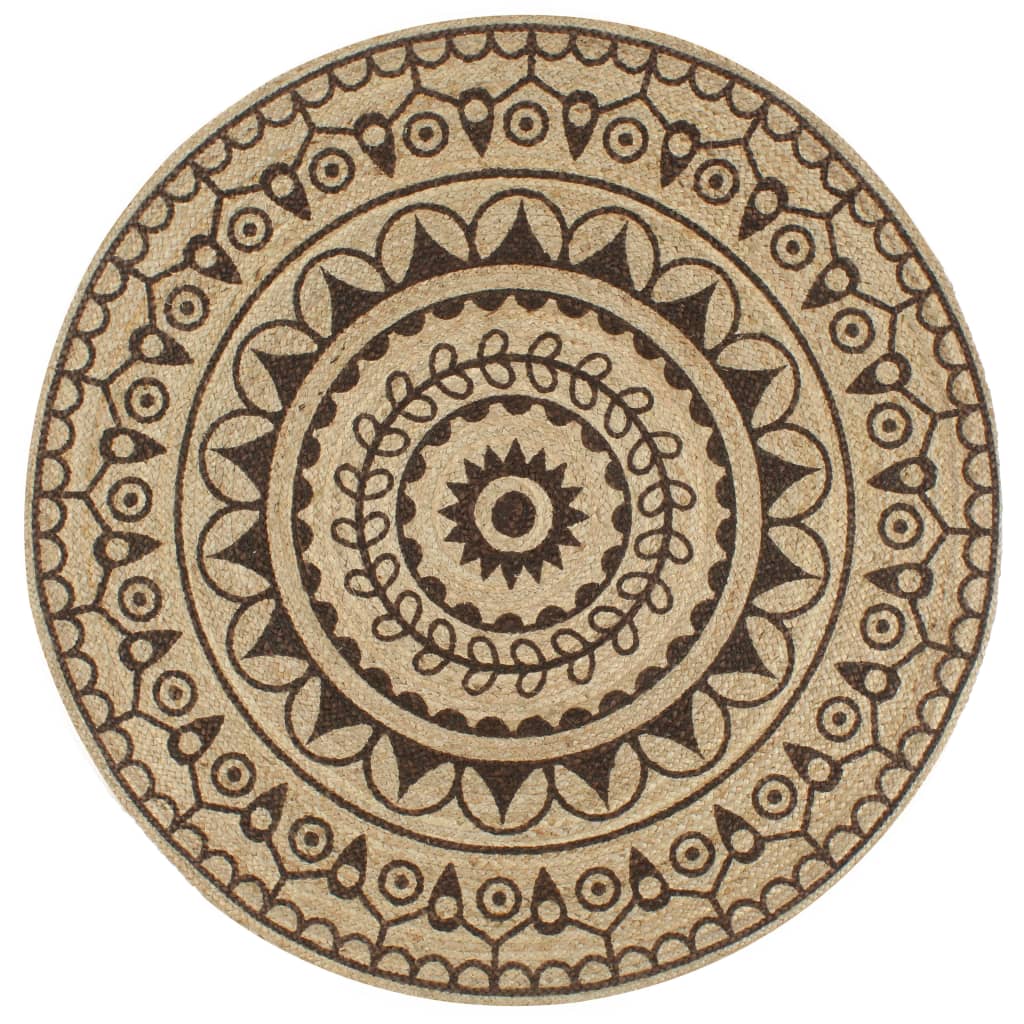 Viaxl tapis fait à la main avec un imprimé brun foncé 150 cm jute