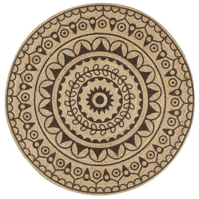 Viaxl tapis fait à la main avec un imprimé brun foncé 150 cm jute