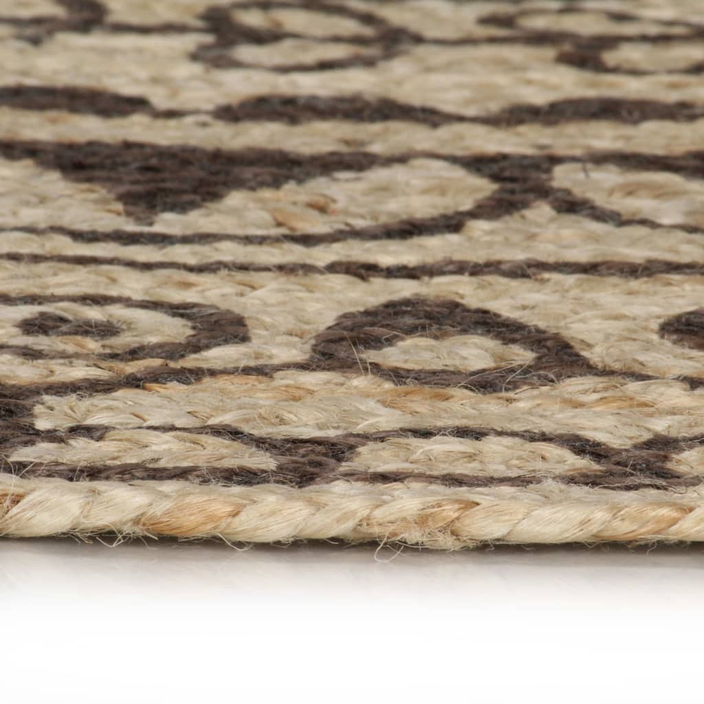 Viaxl tapis fait à la main avec un imprimé brun foncé 150 cm jute