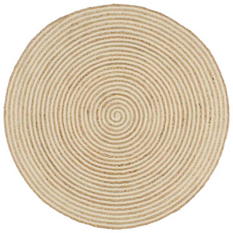 Viaxl tapis fait à la main avec design en spirale 90 cm de jute blanc