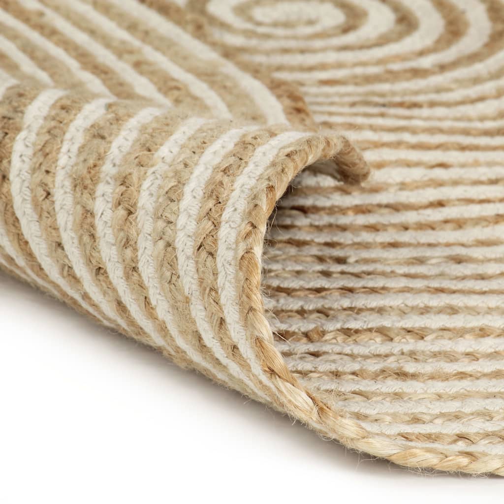 Viaxl tapis fait à la main avec design en spirale 90 cm de jute blanc