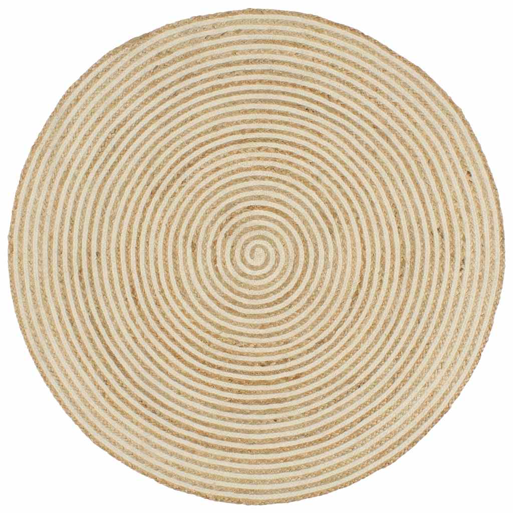 Viaxl tapis fait à la main avec design en spirale 120 cm de jute blanc