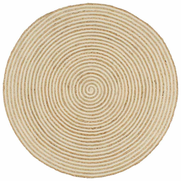 Viaxl tapis fait à la main avec design en spirale 120 cm de jute blanc