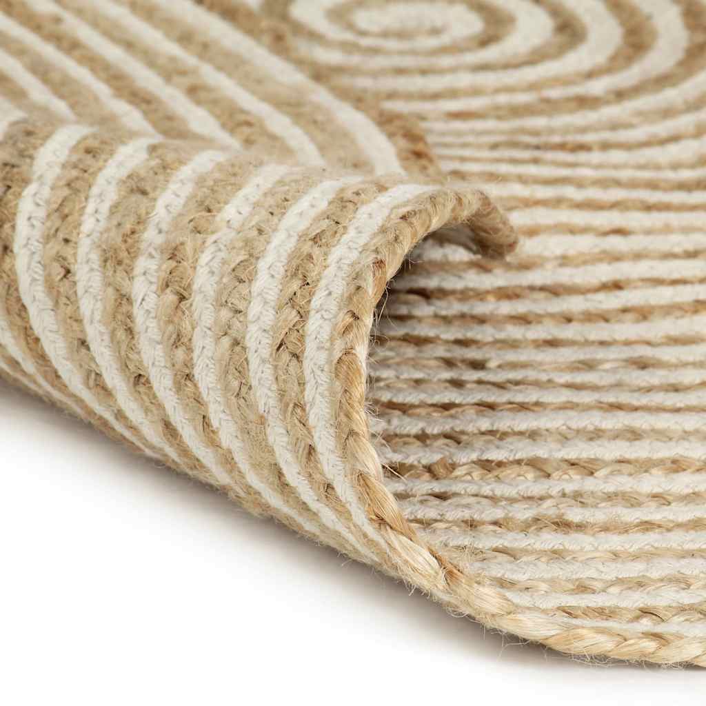 Viaxl tapis fait à la main avec design en spirale 120 cm de jute blanc