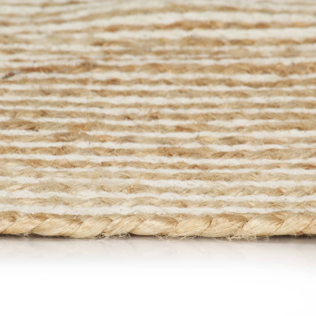 Viaxl tapis fait à la main avec design en spirale 120 cm de jute blanc