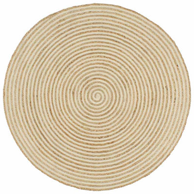 Viaxl tapis fait à la main avec design en spirale 150 cm de jute blanc