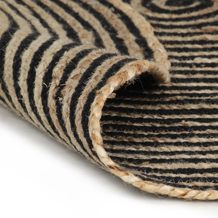 Viaxl tapis fait à la main avec design en spirale 90 cm de jute noire