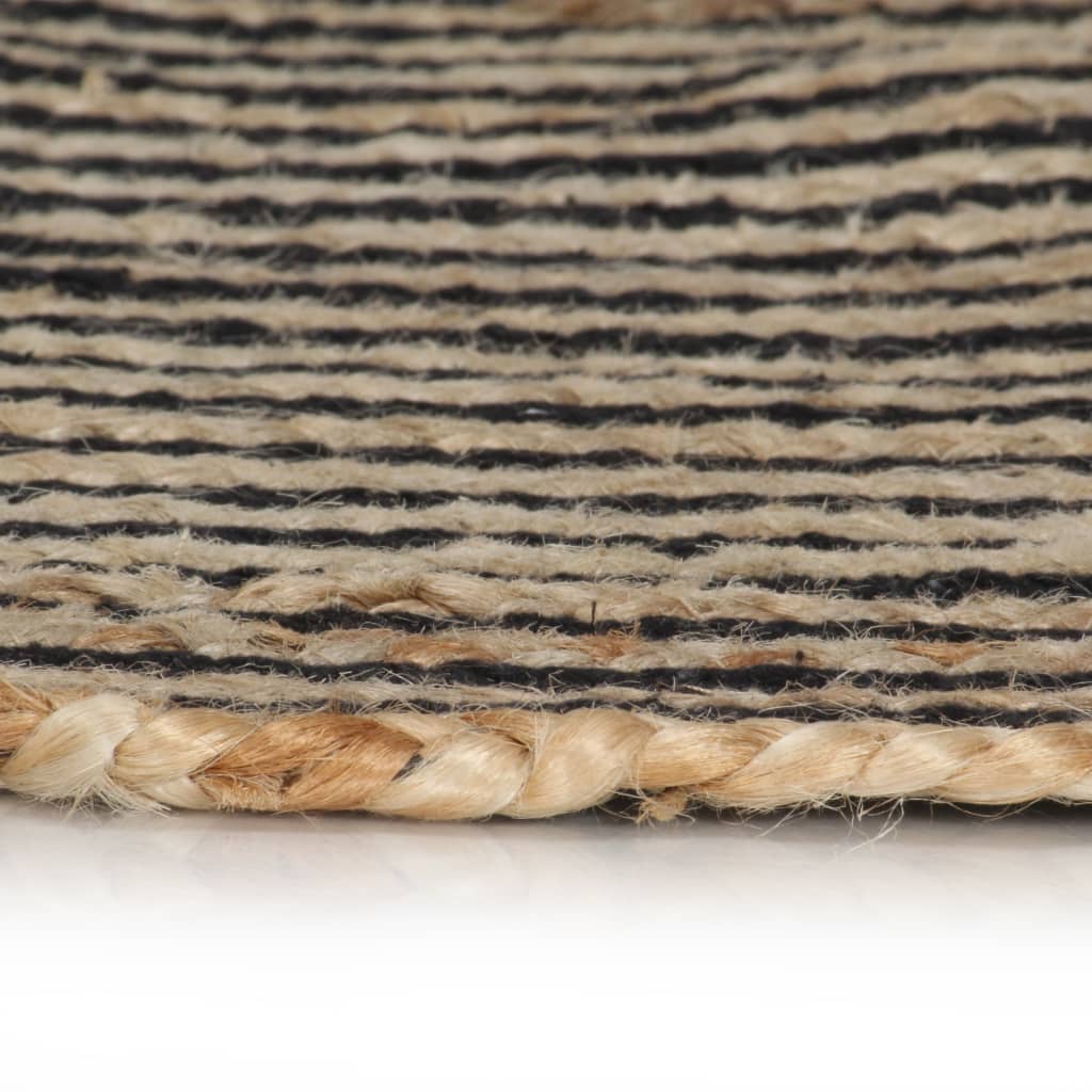 Viaxl tapis fait à la main avec design en spirale 120 cm de jute noire