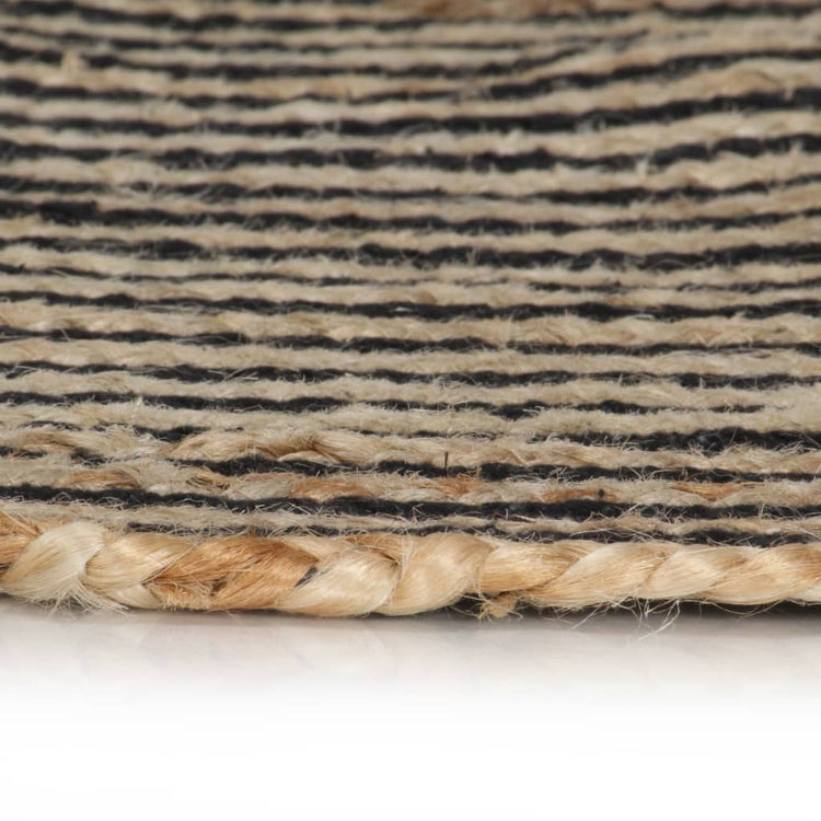 Viaxl tapis fait à la main avec design en spirale 120 cm de jute noire