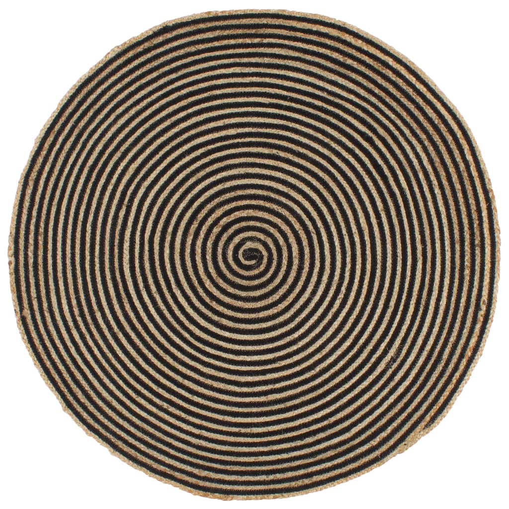Viaxl tapis fait à la main avec design en spirale 150 cm de jute noire