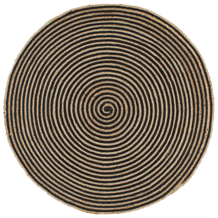 Viaxl tapis fait à la main avec design en spirale 150 cm de jute noire