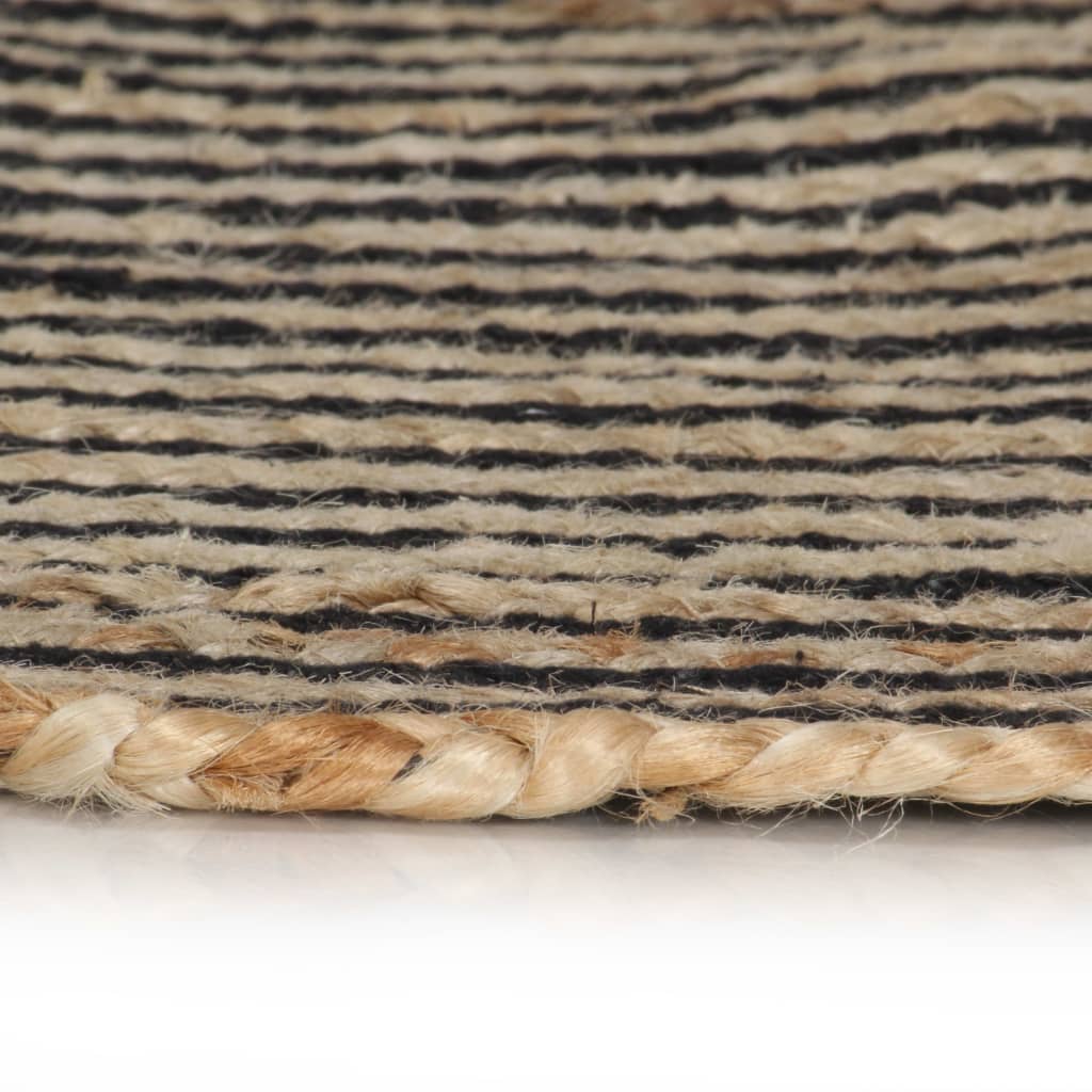 Viaxl tapis fait à la main avec design en spirale 150 cm de jute noire
