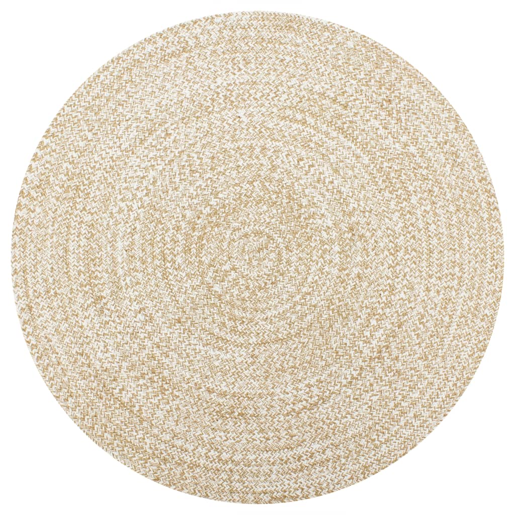 Vidaxl tapis fait à la main 90 cm jute blanc et naturel