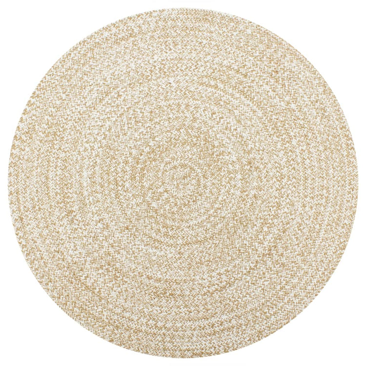 Vidaxl tapis fait à la main 90 cm jute blanc et naturel
