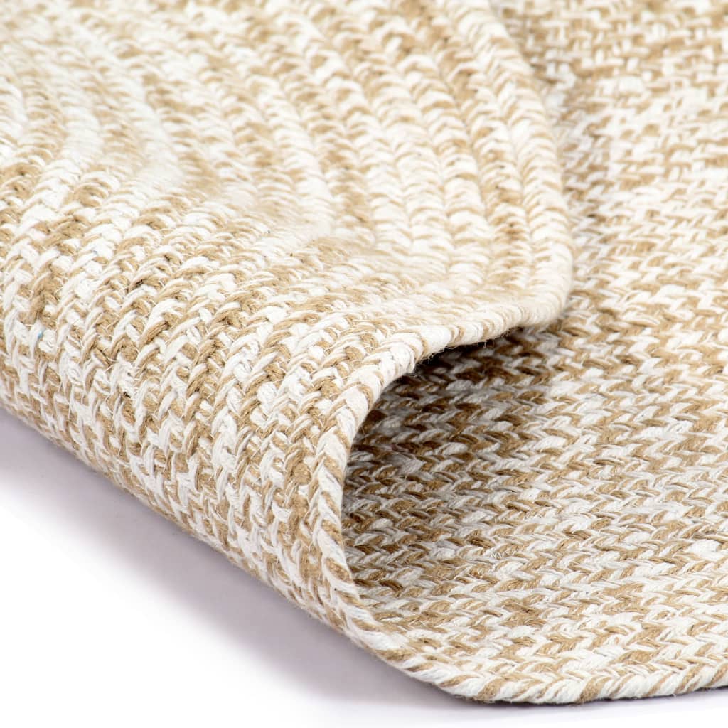 Vidaxl tapis fait à la main 120 cm jute blanc et naturel