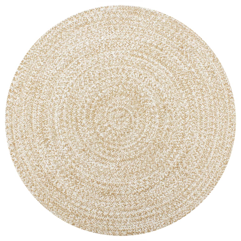 Vidaxl tapis fait à la main 150 cm jute blanc et naturel