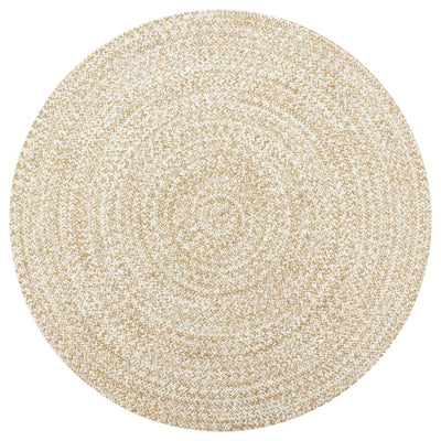 Vidaxl tapis fait à la main 150 cm jute blanc et naturel