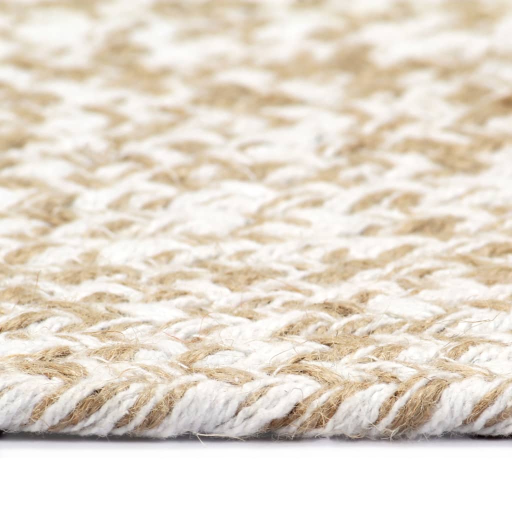 Vidaxl tapis fait à la main 150 cm jute blanc et naturel