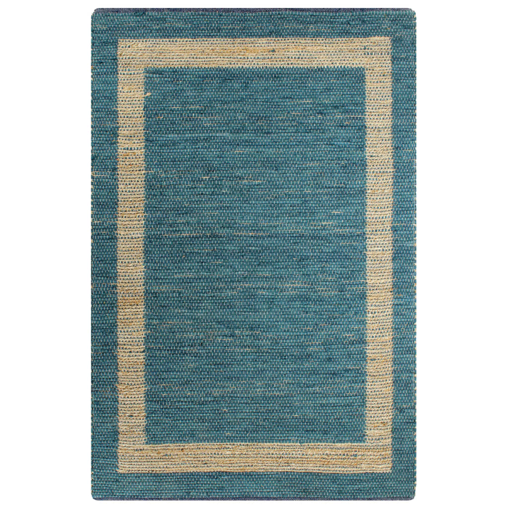 Vidaxl tapis à la main 80x160 cm bleu jute