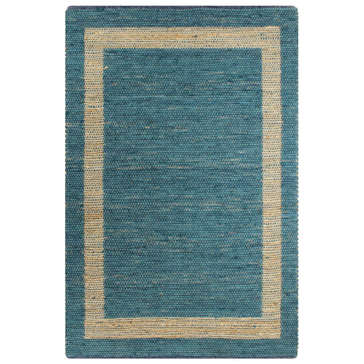 Vidaxl tapis à la main 80x160 cm bleu jute