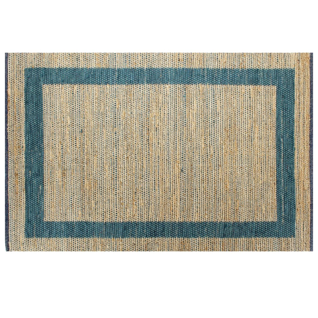 Vidaxl tapis à la main 80x160 cm bleu jute