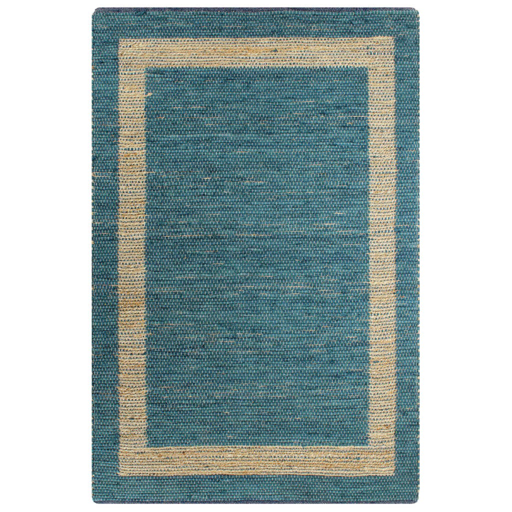 Vidaxl tapis fait à la main 120x180 cm de jute bleu