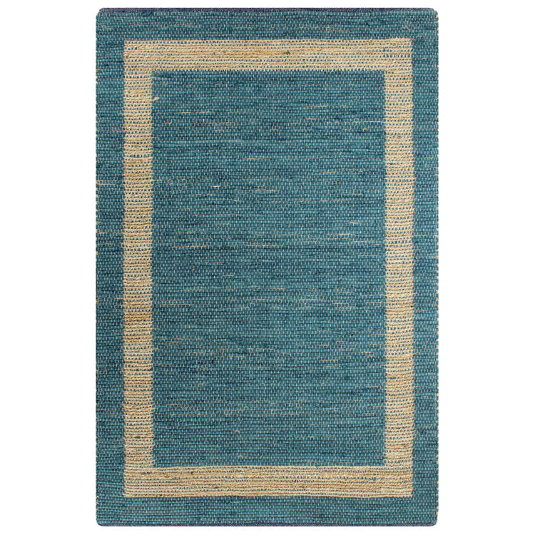 Vidaxl tapis fait à la main 120x180 cm de jute bleu