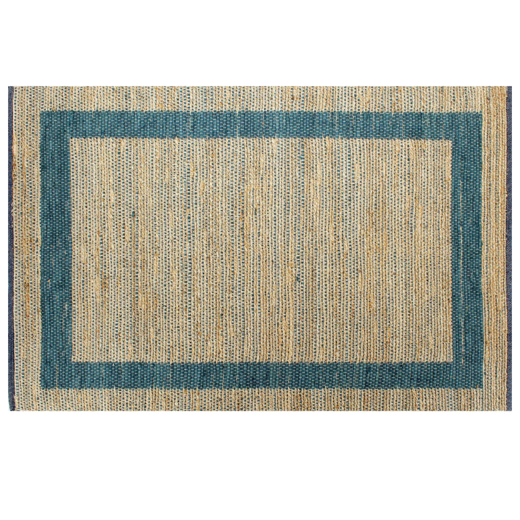 Vidaxl tapis fait à la main 120x180 cm de jute bleu