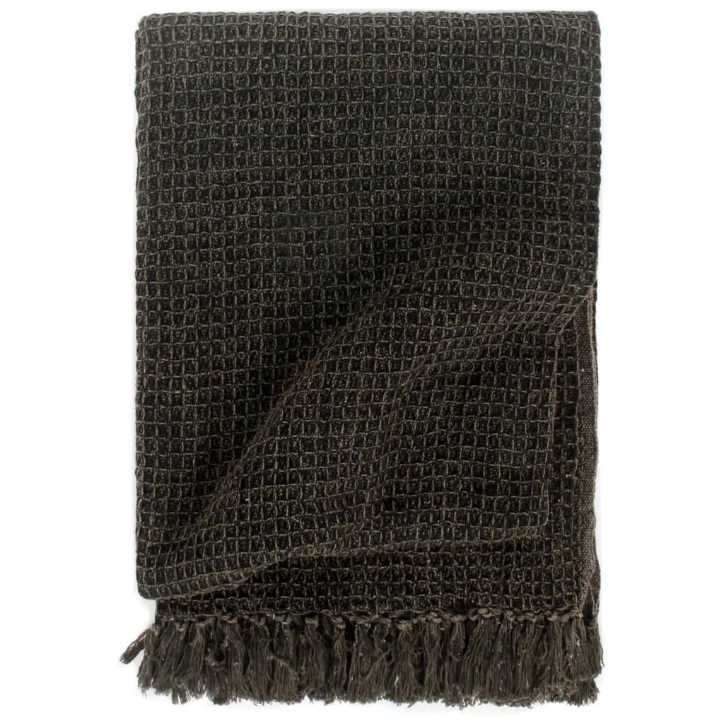Vidaxl Plaid 125x150 cm anthracite de coton et brun