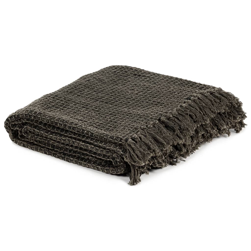 Vidaxl Plaid 125x150 cm anthracite de coton et brun