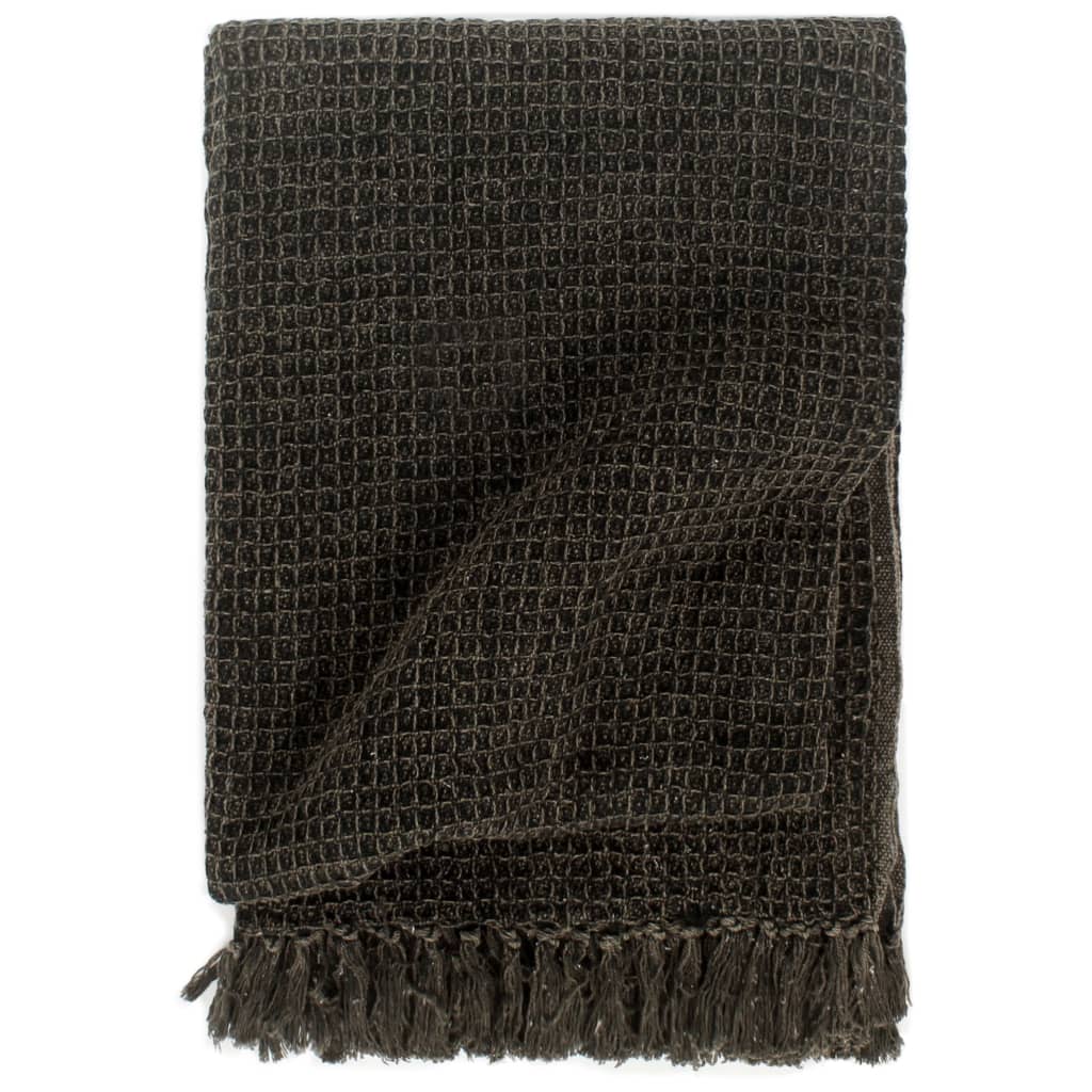 Vidaxl plaid 160x210 cm anthracite de coton et brun