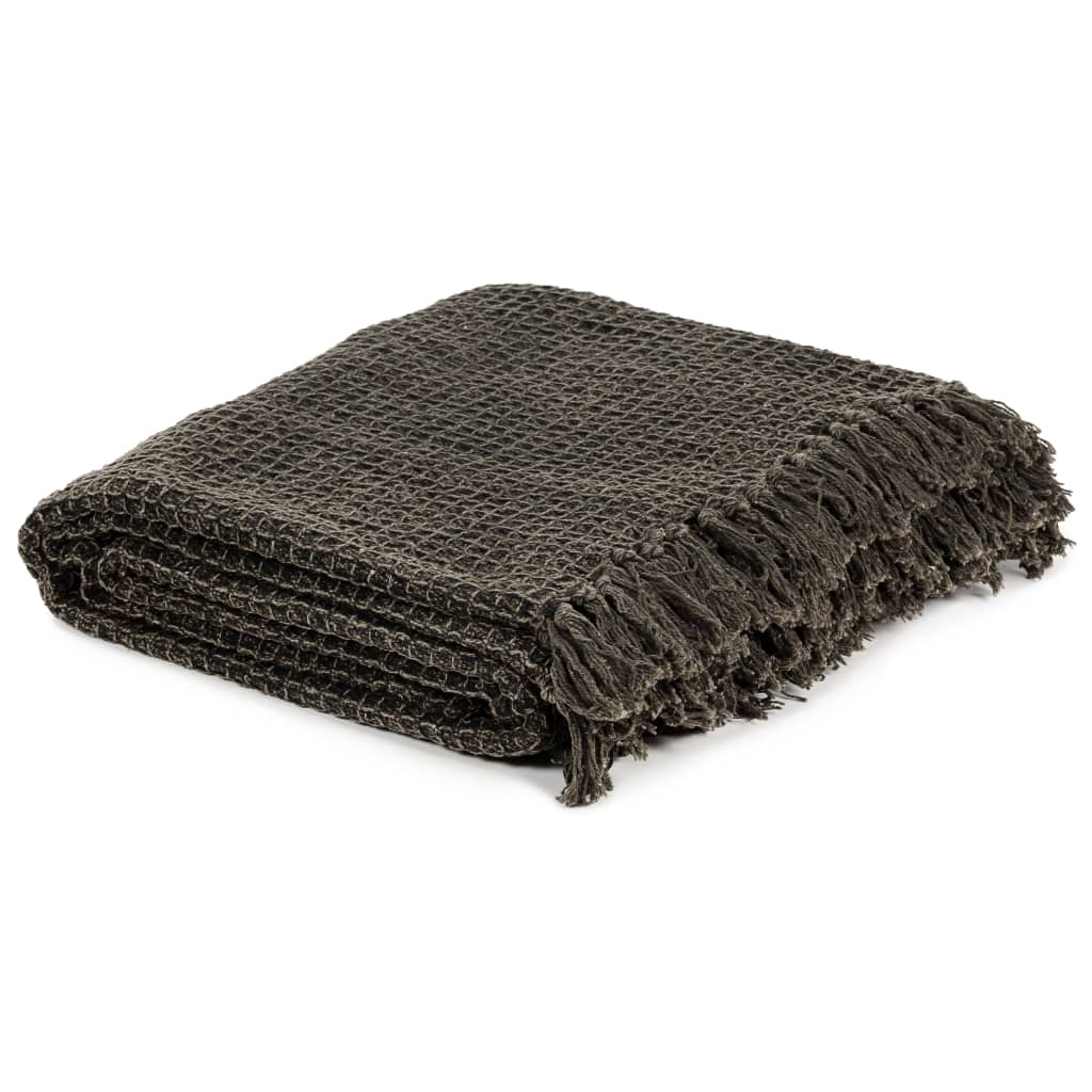 Vidaxl plaid 160x210 cm anthracite de coton et brun