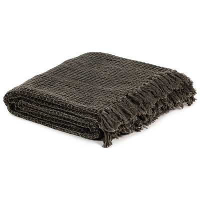 Vidaxl plaid 160x210 cm anthracite de coton et brun