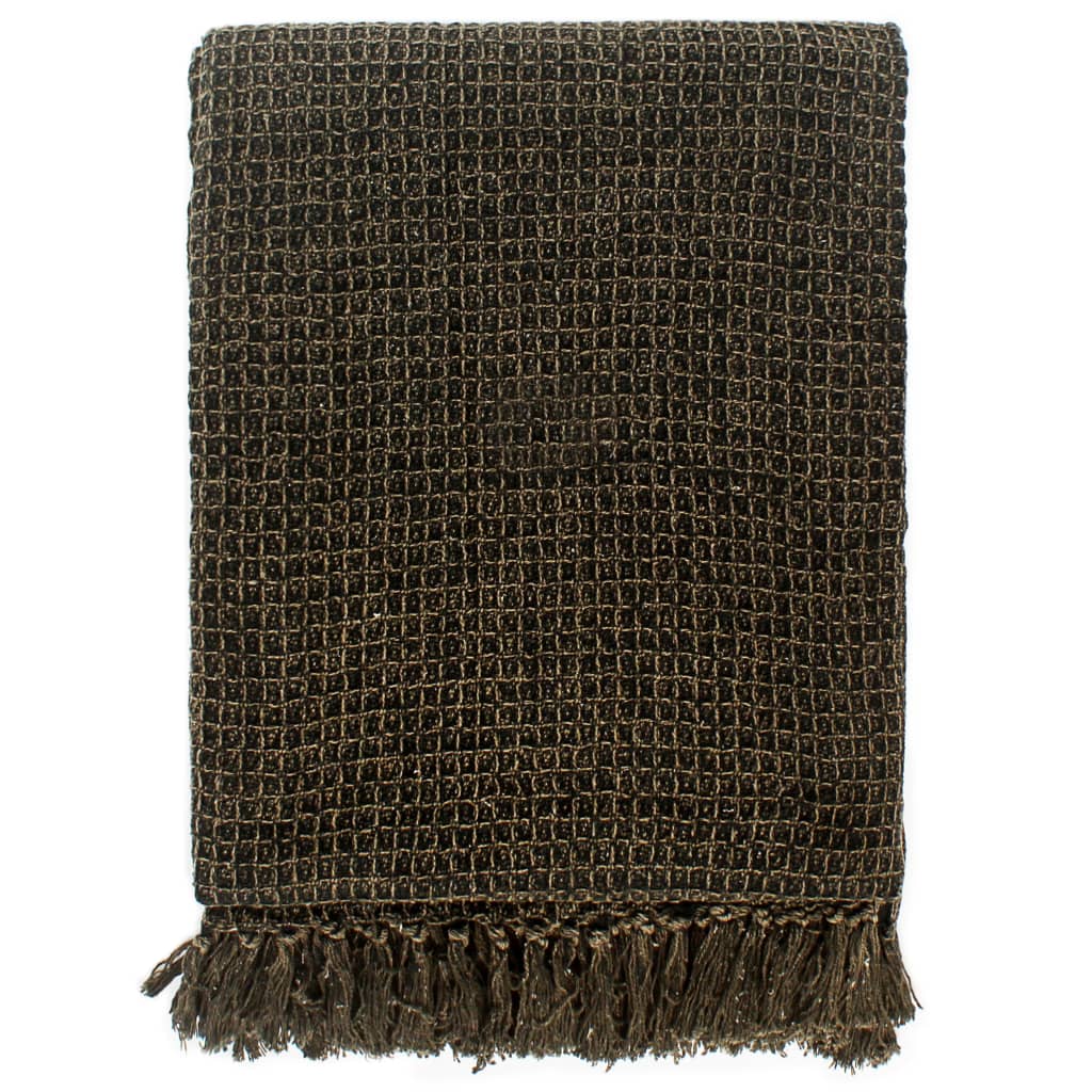 Vidaxl plaid 160x210 cm anthracite de coton et brun