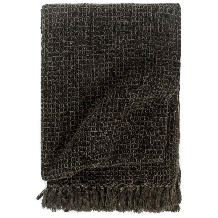 Vidaxl Plaid 220x250 cm anthracite de coton et brun