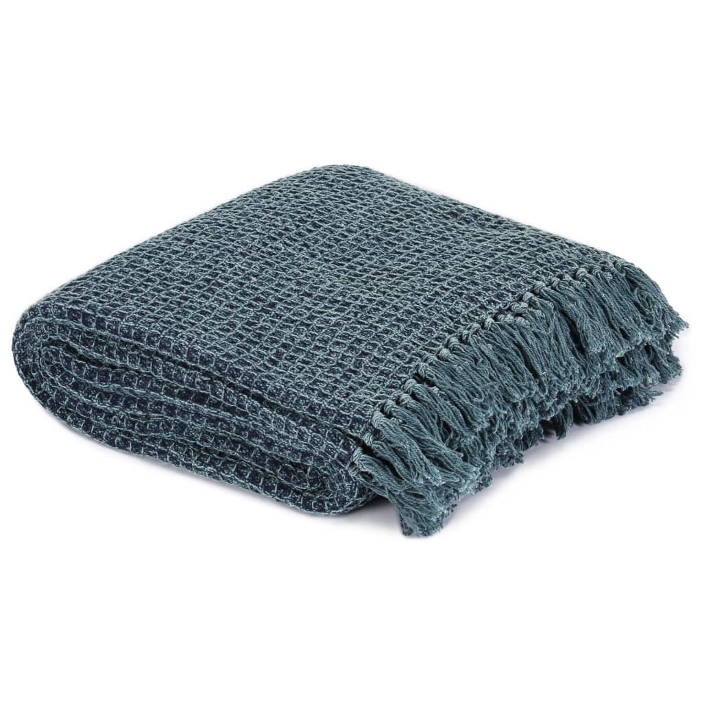 Vidaxl Plaid 160x210 cm Coton Indigo-Blue