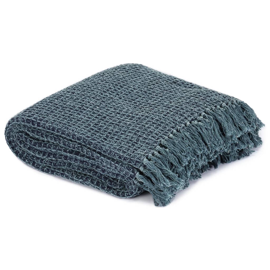 Vidaxl Plaid 220x250 cm Coton Indigo-Blue