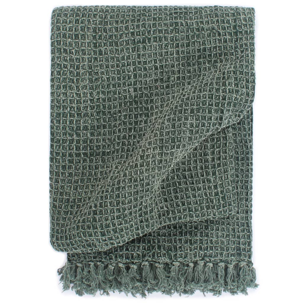 Vidaxl Plaid 125x150 cm Coton vert foncé