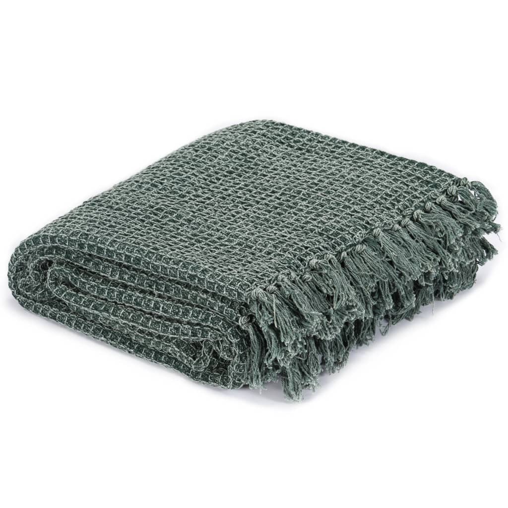 Vidaxl Plaid 125x150 cm Coton vert foncé