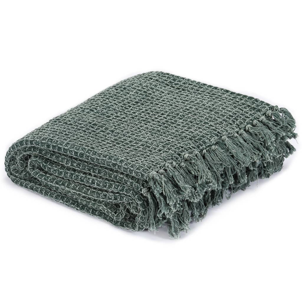 Vidaxl Plaid 220x250 cm Coton vert foncé
