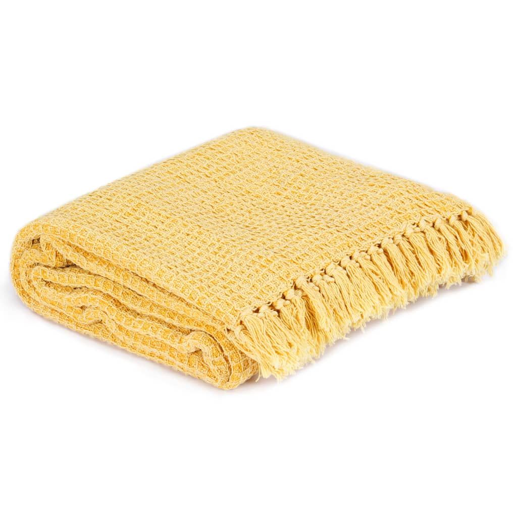 Vidaxl plaid 160x210 cm coton moutarde jaune