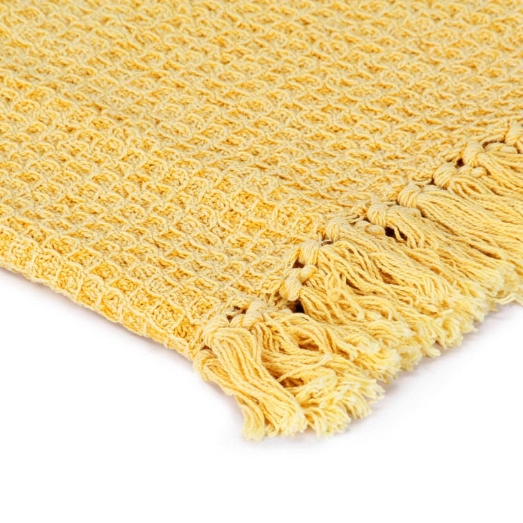 Vidaxl plaid 160x210 cm coton moutarde jaune