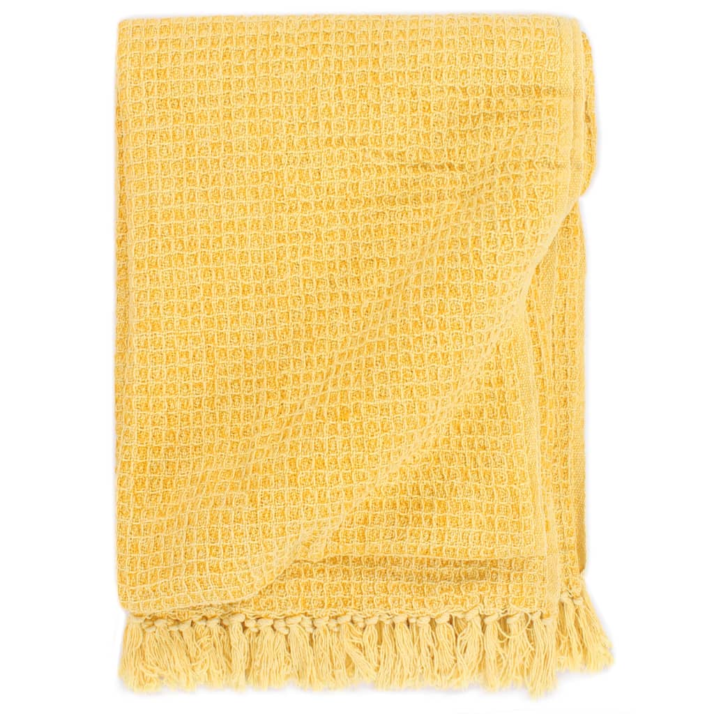 Vidaxl plaid 220x250 cm coton moutarde jaune