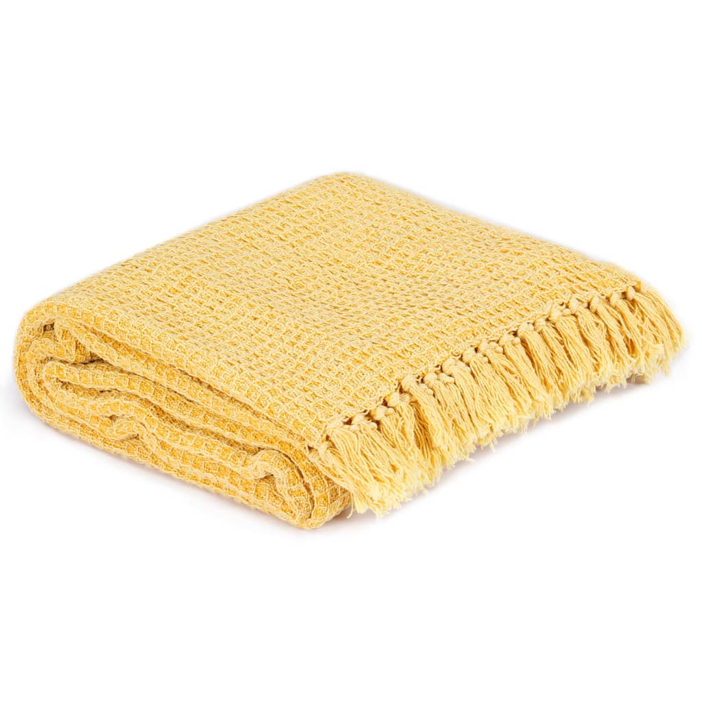 Vidaxl plaid 220x250 cm coton moutarde jaune