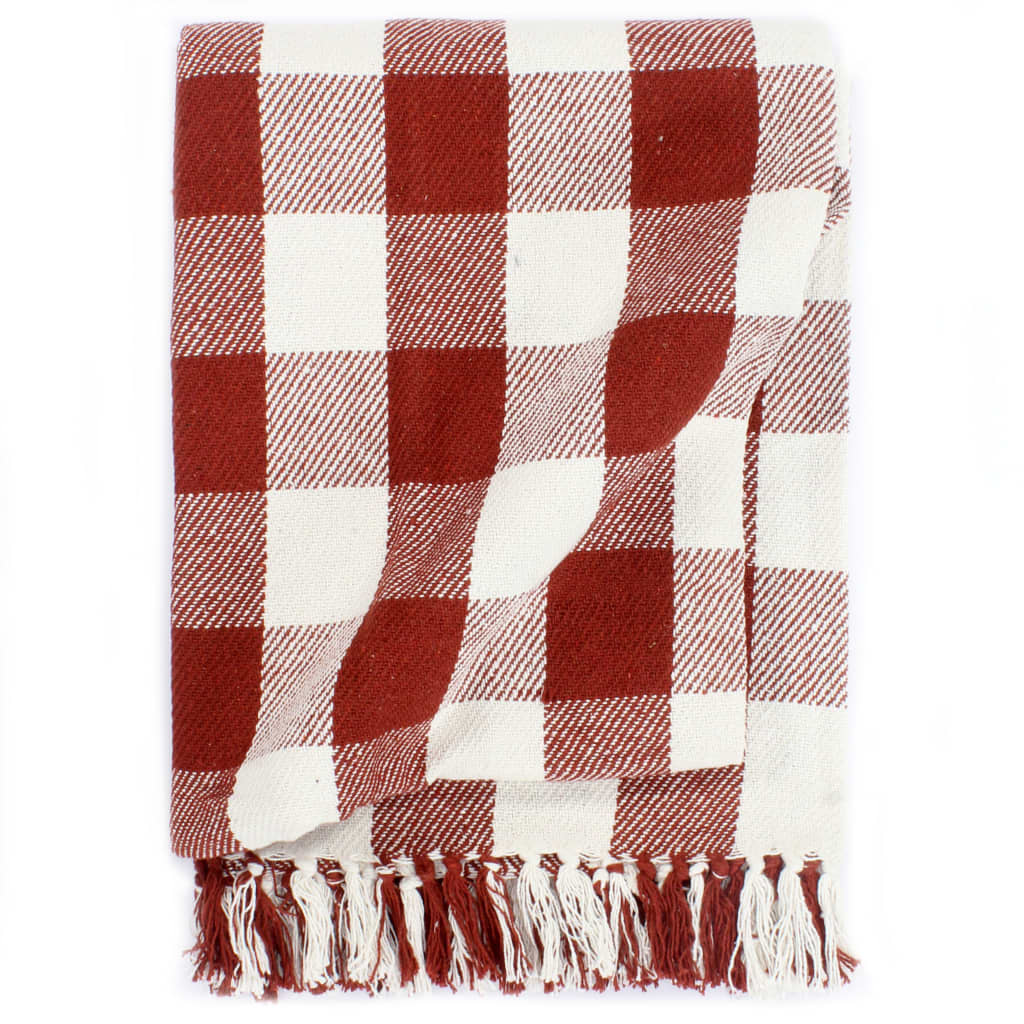Vidaxl Plaid bloqué 125x150 cm de coton rouge