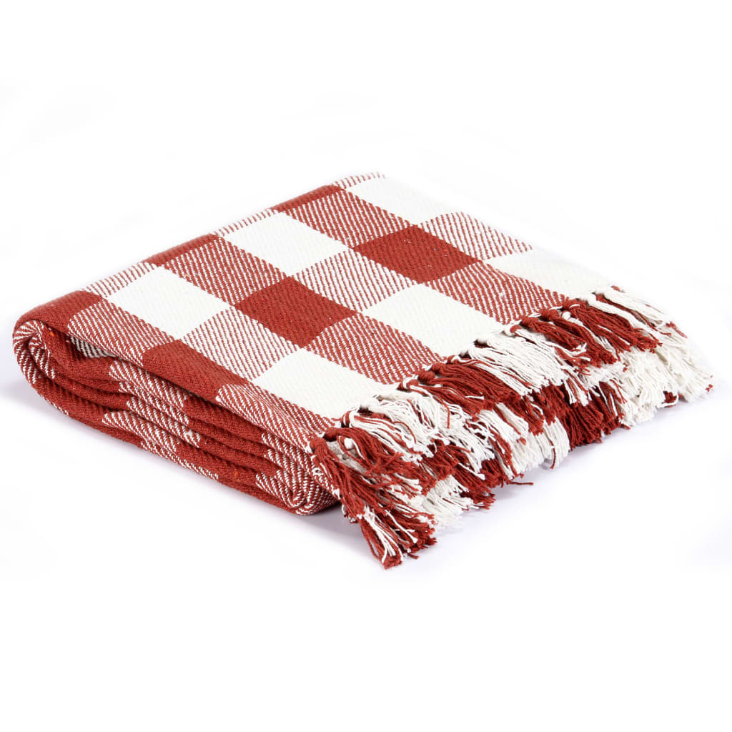 Vidaxl Plaid bloqué 125x150 cm de coton rouge