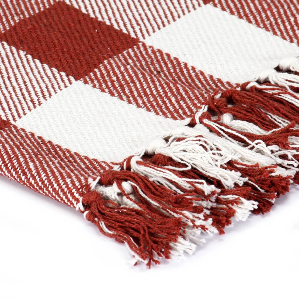 Vidaxl Plaid bloqué 125x150 cm de coton rouge