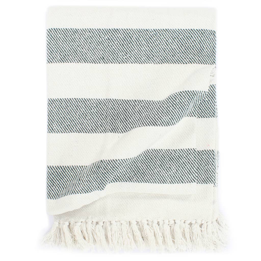 Vidaxl Plaid Stripe 125x150 cm Coton vert foncé