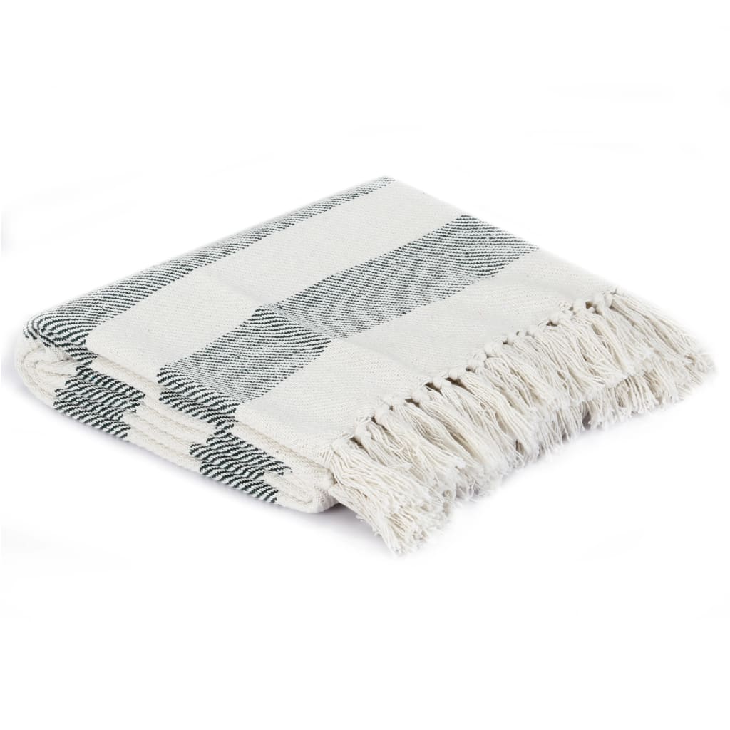 Vidaxl Plaid Stripe 125x150 cm Coton vert foncé