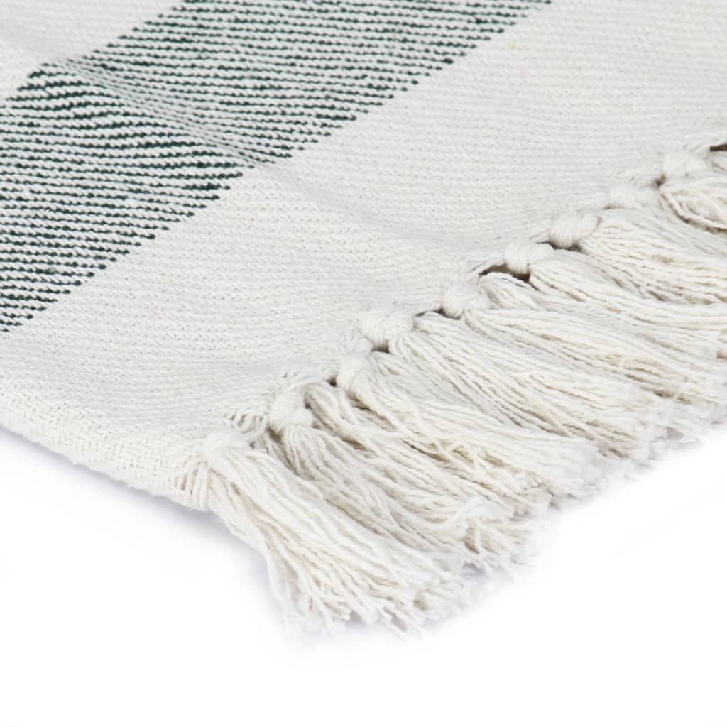 Vidaxl Plaid Stripe 125x150 cm Coton vert foncé